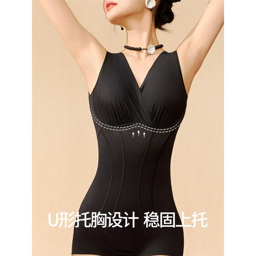Tingmei One-piece Body Shaping Clothes Women's Shaping Clothes Tight Belly Tight Waist Control Belly Free Bra Body Slimming Clothes Black 3XL (Recommended weight 135-150 Jin Jin equals 0.5 kg)