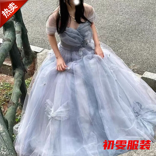 Mei Anjia pink evening dress female sense high-end light luxury niche birthday wedding dress adult French style fugitive princess toast picture color back strap style S