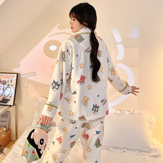 Catman's new coral velvet pajamas for girls in autumn and winter, cute crocodile warm home clothes, sweet coral velvet suit