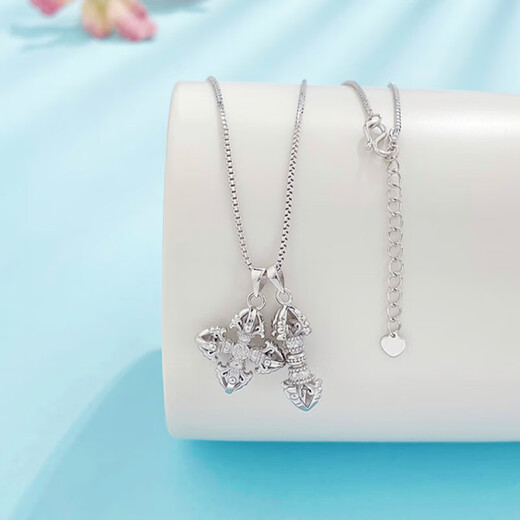 Lao Fengxiang solid platinum adjustable Ruyi one-word vajra cross vajra set chain platinum jewelry white gold about 11.13g