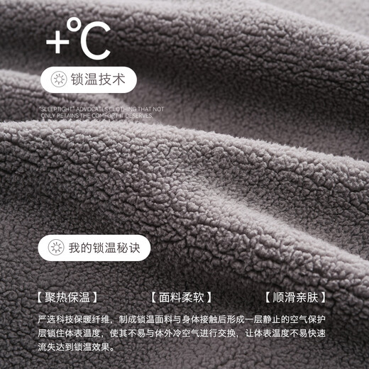 Mrs. Slee Sleep TIGHT couple pajamas winter women's lamb velvet thickened hooded zipper men can be worn outside winter home clothes LYR1243-women's L