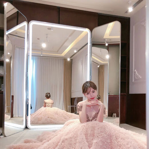 Yusenyi Bridal Shop Three-way Mirror Folding Body Mirror Slimming Lens Beauty Mirror Full-length Mirror Dress Hall Fitting Mirror Middle 220160 + Both Sides 22090 Others No