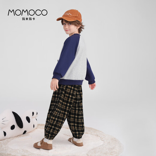 Mami Maka (MOMOCO) children's clothing boys' sweatshirts 2025 autumn and winter style fashionable sweatshirts for middle and large children Huahui 110