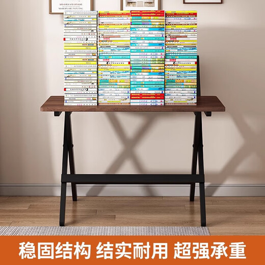 Folding table, removable desk, new computer table, small dining table, home study table, simple rental house bedside table, installation-free 80*40 walnut study table - 4-speed lifting