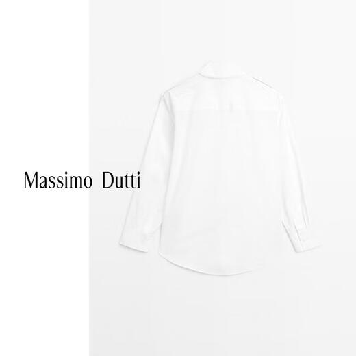 Massimo Dutti Autumn and Winter New Products 2025 Women's Clothing Classic and versatile basic high-intelligence pure cotton long-sleeved shirt 05137887 White S (170/88A)