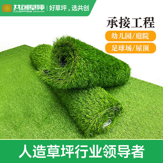 Co-create lawn Co-create artificial grass 10 square meters plastic turf kindergarten gym greening outdoor courtyard school football field fake grass 10mm thickened and encrypted ordinary style (10 square meters)