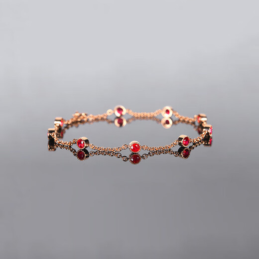 Junshi ruby bracelet 18K gold light luxury inlaid with stars holding the moon and colorful treasures for wife and girlfriend ruby bracelet