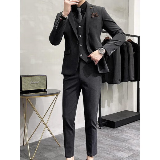UOSO brand light luxury high-end men's suit suit men's plus size men's solid color suit suit men's three-piece dress suit group purchase customization discounts available for consultation S