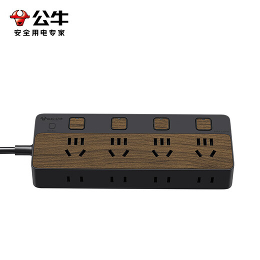 BULL socket/new wood grain series/with child protection door/socket strip/socket strip/terminal board 8-position sub-control 1.8 meters (new national standard anti-overload) R1443