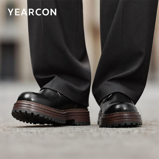 Yierkan men's shoes fashion trend business derby shoes thick sole heightening casual shoes 96152W black 40