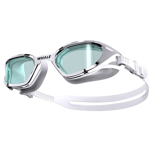 Whale water film long-lasting anti-fog swimming goggles S1 middle frame 1888 days fogging and replacement, myopic swimming goggles for men and women with prescription, nano anti-fog high-definition model, shiny silver