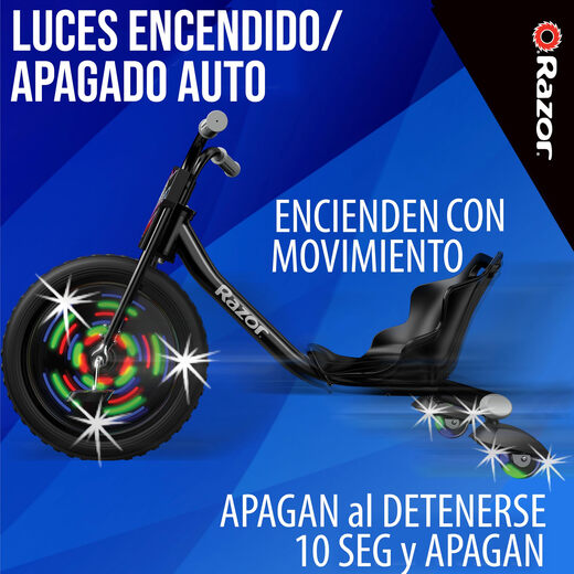 Razor RipRider 360 Trike Rear Wheel Light 3 Wheel Drift 5 Years+ Black