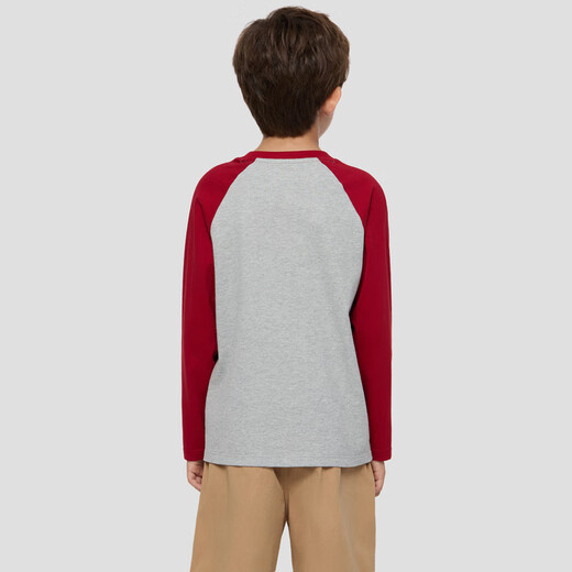 Gap Boys 2025 Autumn New Pure Cotton Bear Embroidery Contrast Color Loose T-shirt Children's Wear Long Sleeve 805080 Light Gray 120 cm (6-7 years old) Asian size