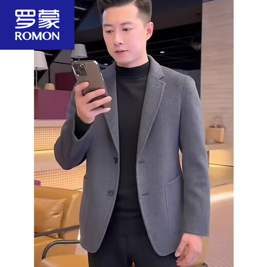 ROMON wool double-sided woolen suit men's 25 spring, autumn and winter cashmere business casual suit jacket woolen coat caramel color 70 wool (net content 68.9%) M (size 48/weight-115Jin Jin equals 0.5 kg)