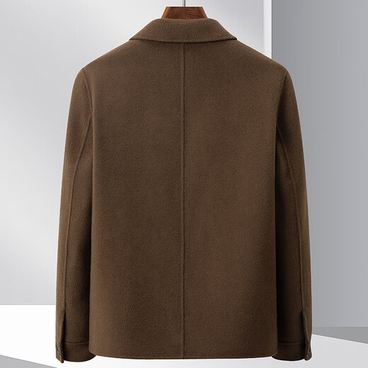 ROMON high-end 2025 spring and autumn pure wool men's lapel double-sided woolen jacket woolen coat short coat black 2XL