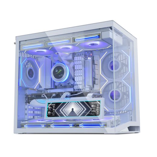 LIANLI 8,8-Zoll-Gehäusebildschirm, weißer ARGB-Lichtstreifen/Flexible Installation/500 Nits hohe Helligkeit/