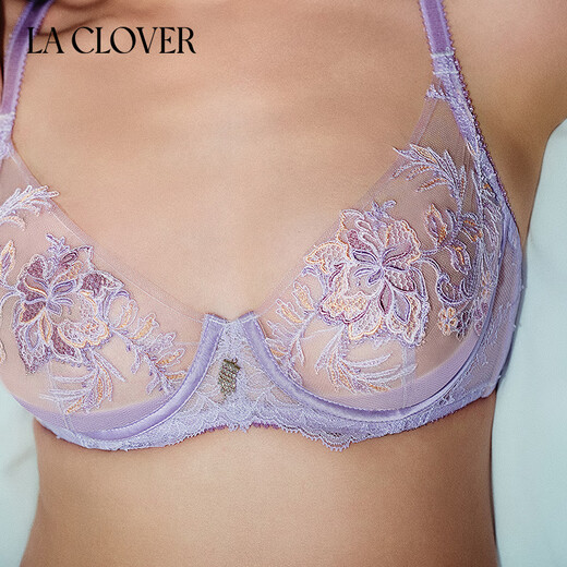 LA CLOVER26AW Anthem Women's Underwear Sexy Transparent Lace Bra Panty Set LC2025139 Purple-Transparent Underwire Thin Bra 75B M