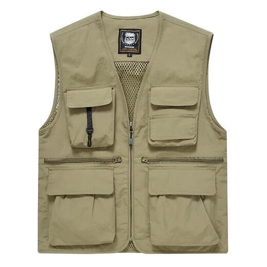 Misawa Akira pocket vest men's work clothes loose fishing photography director media work clothes vest with printed logo black 8899 S