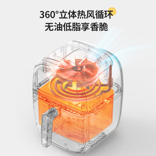 QICAIDINGDANG household air fryer 5.5L large capacity multifunctional smart electric fryer smoke-free low-fat French fries machine KZ01-B off-white with grease trap 5.5L