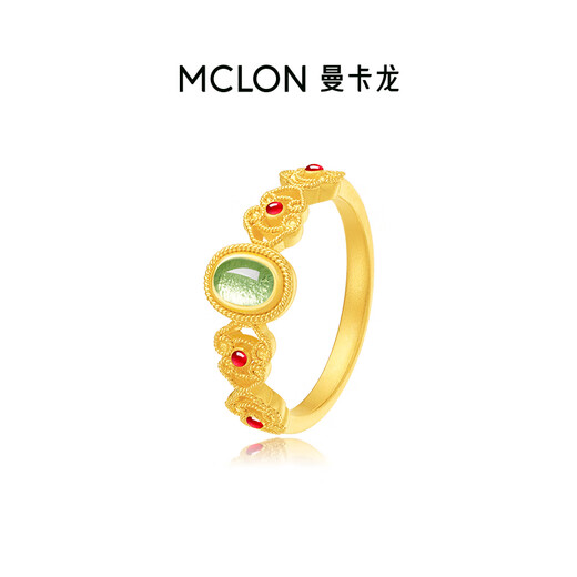 Mankalong gold ring for women, filigree Fenghua, spring water topaz enamel, ancient pure gold birthday gift for girlfriend No. 15 (including labor cost 219 yuan/g) 4.86g
