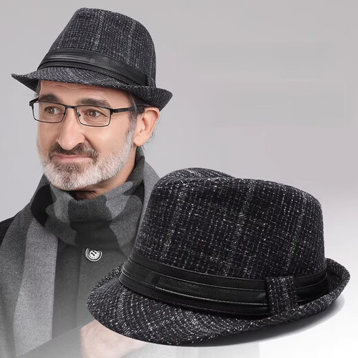 Woodpecker (TUCANO) New Men's Top Hat Autumn and Winter Hats for Middle-aged and Elderly Men British Gentleman Hat Spring and Autumn Old Man Dad Grandpa Hat Brown + Scarf Set Adjustable (56-60cm)