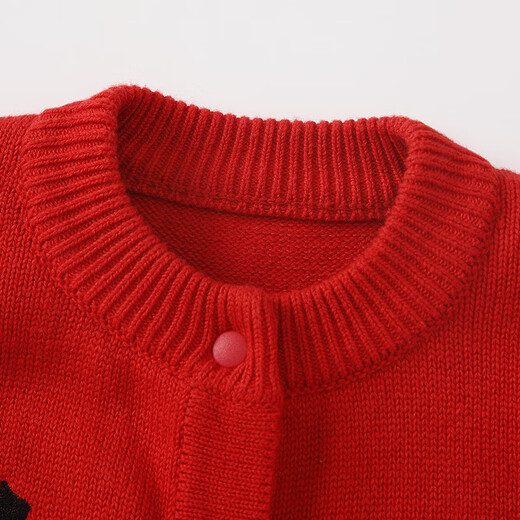 BORBOON B baby jumpsuit, autumn and winter style, velvet knitted sweater for boys, red New Year's greeting clothes, small month old harem winter clothing, velvet 7620 red 73cm