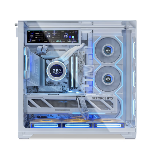 LIANLI 8,8-Zoll-Gehäusebildschirm, weißer ARGB-Lichtstreifen/Flexible Installation/500 Nits hohe Helligkeit/