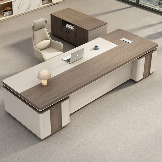 Ming Xi office desk simple modern office boss desk executive desk chairman president manager desk supervisor computer desk ready stock 1.8 meters boss desk does not include cabinets and chairs (thickened desktop)