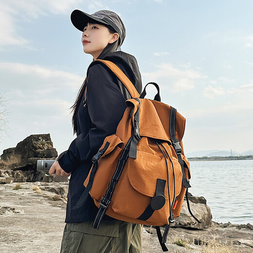 Ershanji Large Capacity Sports Travel Backpack Men's and Women's Waterproof Nylon Camping Hiking Backpack Multifunctional Outdoor Mountaineering Bag Outdoor Hiking Bag Brown-Large