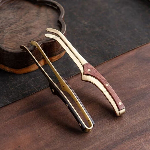 Meikejie pure brass tea clip, cup clip, tea tweezers, tea set accessories, copper tea making tools, cup washing tea clip, thickened non-slip tea clip, plain short clip