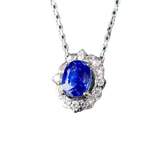 HEEKAIYI Sapphire Necklace for Women Royal Blue 18k Gold Diamond Pendant Chinese Valentine's Day Birthday Gift for Wife and Girlfriend Selected 89 Points/Royal Blue