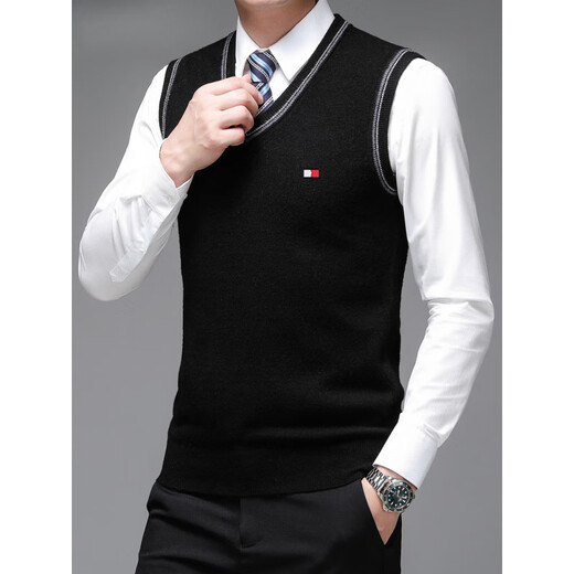 TOME BORNEK Tommy high-end men's vest autumn and winter new V-neck waistcoat pure wool vest business casual top Navy blue ready-made, counter quality M 165100-120Jin Jin equals 0.5 kg