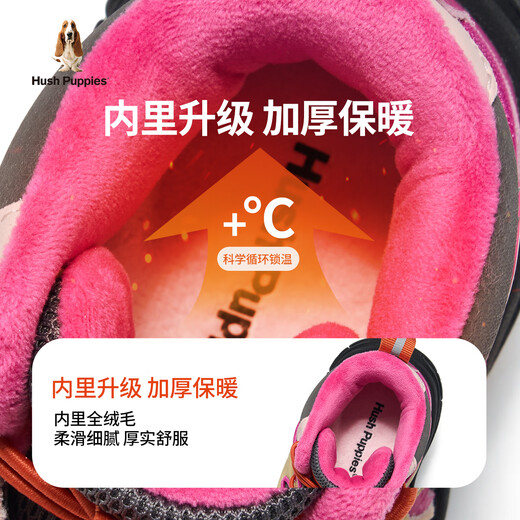 Hush Puppies Children's Shoes New Winter Children's Shoes Soft Sole Warm Plus Velvet Shoes Boys' Cotton Shoes Girls' Cotton Shoes Outdoor Casual Cotton Shoes