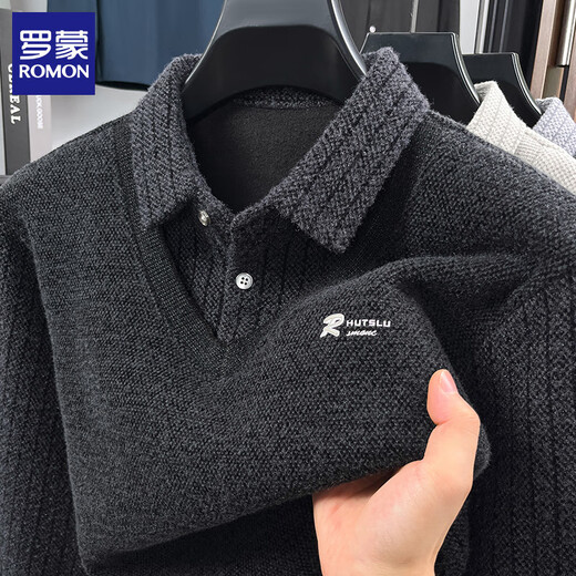 ROMON men's fake two-piece fleece sweater 2025 autumn and winter new warm imitation ferret velvet bottoming sweater men's top 222 camel XL (175) (recommended weight 125-140Jin Jin equals 0.5 kg)