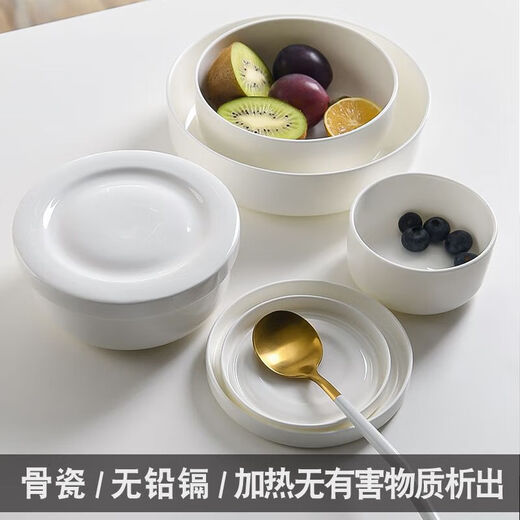 Runhua Nianlong Meige water-proof stewed steamed egg bowl with lid Internet celebrity household fresh-keeping bowl ceramic bowl with lid instant noodle bowl steamed egg custard covered bowl 5-piece set