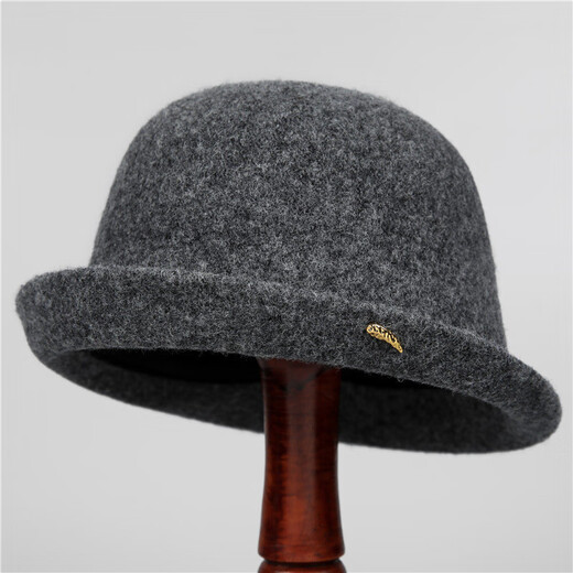 Fangchi Hat Women's Autumn and Winter Mother's Versatile Solid Color Curly Face Showing Small Fisherman Hat Fashionable Warm Woolen Basin Hat Mocha Color M(56-58cm)