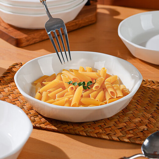 7-inch white diamond ceramic plate, home creative dish plate, high-looking cooking plate, simple and versatile round plate, elegant white, high-end diamond plate, 1 pack