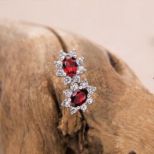 Shimei Ruby Sterling Silver Pendant Earrings Ring Bracelet Set Women's 925 Silver Inlaid Garnet Ruby Necklace Pendant