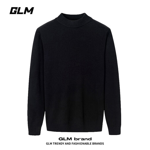 GLM crew neck sweater men's autumn and winter trendy knitted sweater men's casual bottoming sweater men's black L