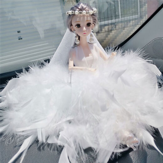 Goddess Litian Car Ornaments Interior Car Decorations Feather Wedding Dress Princess Doll Gift Barbie Doll Frost Princess White Feather Dress