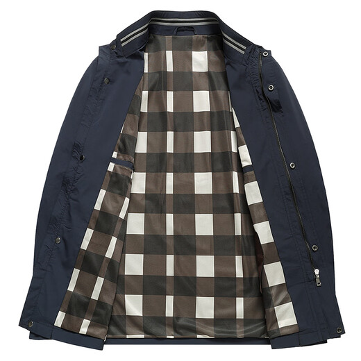 BOSS men's spring and autumn jacket 2024 new parka style business casual stand collar jacket men's high-end jacket dark blue L 175