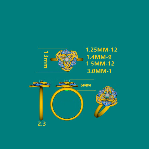 Nine-petal Pt900 luxury platinum diamond ring