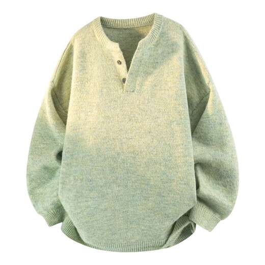 Jeanswest American trendy Henry collar sweater men's autumn new loose and versatile casual sheep wool sweater green soft and comfortable L recommended 120-140Jin Jin equals 0.5 kg