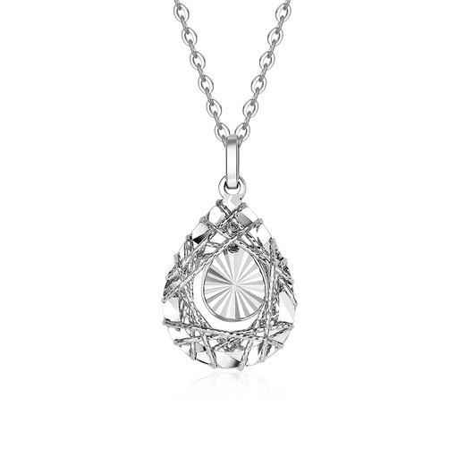 Wanfulong genuine pt950 platinum filigree hollow water drop pendant women's commuting versatile niche temperament necklace for girlfriend 46cm, genuine platinum, one item, one certificate, fake one will compensate 10%, 4.2g