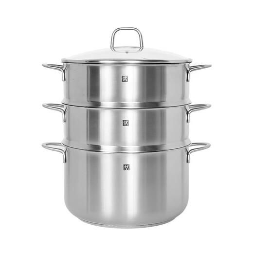 ZWILLING large-capacity steamer stainless steel soup pot steamer basket cooking pot steamer drawer cooking pot Nova Plus cooking pot soup pot + 2 steamers 3-piece set 28cm