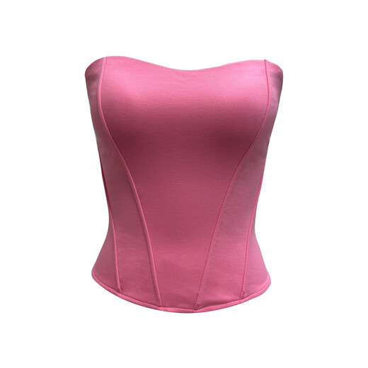 Body-shaping fishbone breast-wrapped women's vest, sexy high-waisted, slim-fitting European and American fashion, with built-in breast pads, anti-slip strips, tube top bra, black XS