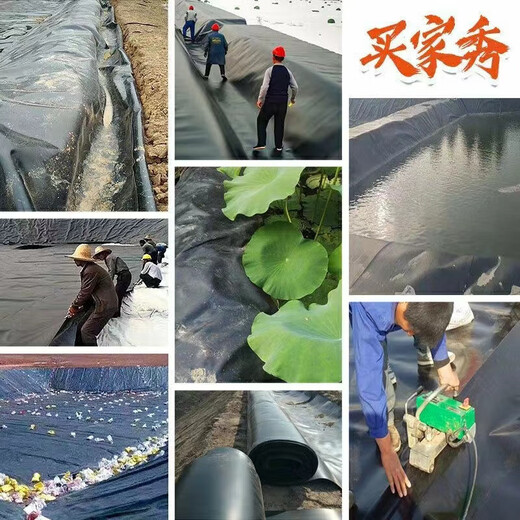 Fish pond anti-seepage membrane geomembrane black plastic leak-proof fish pond special membrane lotus root membrane thickened pool membrane waterproof cloth 0.3mm thick new material 2 meters wide 2 meters long
