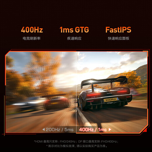 KOORUI Core 24,5 Zoll 400 Hz FastIPS schnelles LCD 1 ms Hardware Low Blue Light HDR400nit rotierender Liftcomputer FPS E-Sport-Monitor X5 PRO