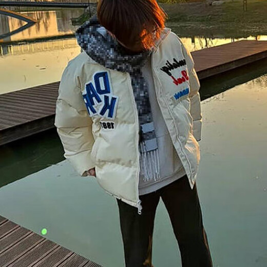 Bo Mingchen embroidered cotton coat for men in winter new American trend thickened warm bread coat loose fashion retro cotton coat for men black L recommended 115-135 Jin Jin equals 0.5 kg