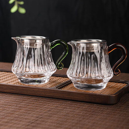 Glass Fair Cup High Temperature Resistant Tea Maker Teacup Petals Household Tea Sea 22171 Fair Cup Amber Handle *Without Tea Leak